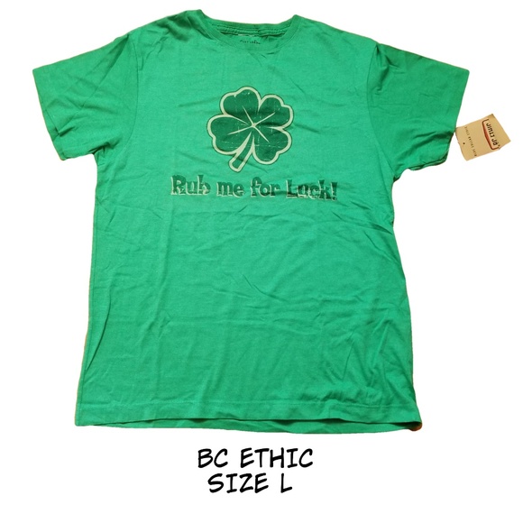 Blue Collar Ethic Tops - BC Ethic Rub Me For Luck 4 Leaf Clover Shamrock